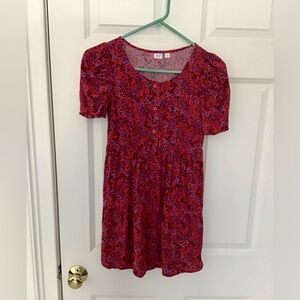 GAP Kids Vibrant Red and Purple Floral Dress